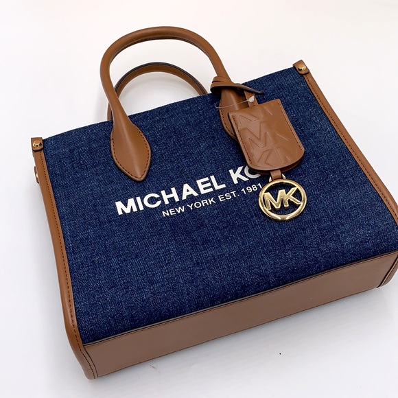 MICHAEL KORS MIRELLA SMALL SHOPPER TOP ZIP XBODY INDIGO COLOR - Picture 15 of 16